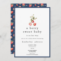 Berry Sweet Strawberry Girl Baby shower Invitation