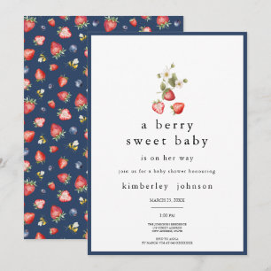 Berry Sweet Strawberry Girl Baby shower Invitation