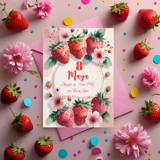 Berry Sweet Strawberry Invitation Anniversaire