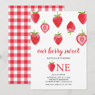 Berry Sweet Strawberry Invitation pour le premier 