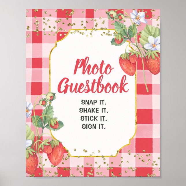 Berry Sweet Watercolor Strawberry Photo Livre d'or (Devant)