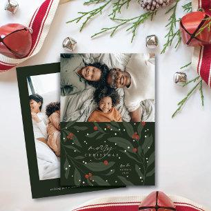 Berryful Botanical Christmas Photo Carte Plat