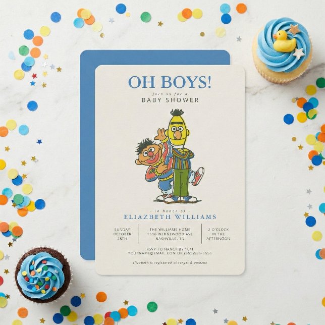 Bert & Ernie Twin Boys Baby shower Invitation (Créateur téléchargé)