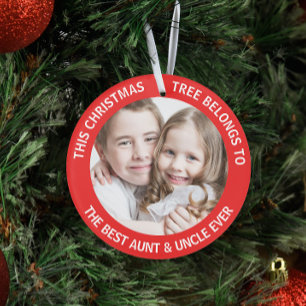 Best Aunt Uncle Ever Christmas Tree Photo Red