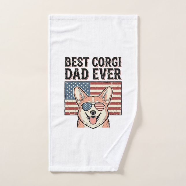 Best Corgi Dad Ever Patriotic Vintage Dog Shirt_1 (Serviette à main)