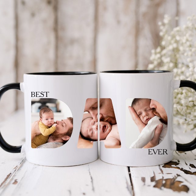 Best Dad Ever 3 Photo Minimalist Mug (Créateur téléchargé)