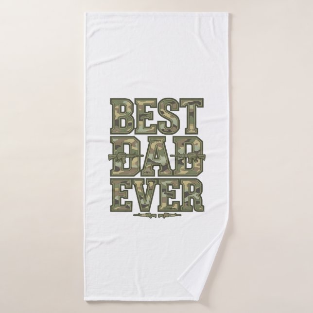 Best Dad Ever Camo Vintage Engraving Design_1 (Serviette de bain)