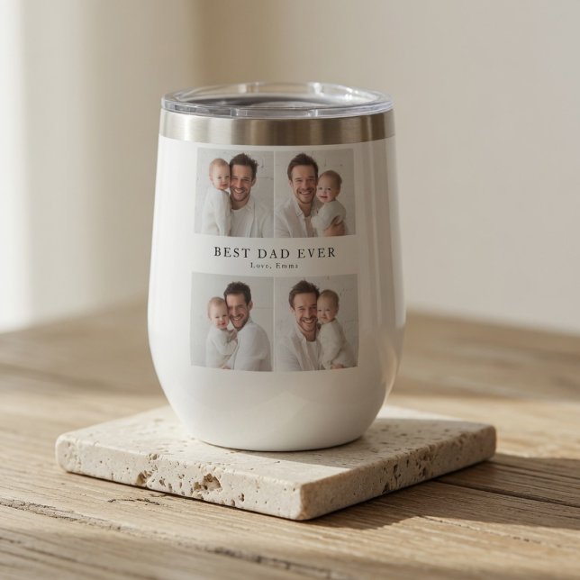 Best Dad Ever Wine Tumbler Personalized Photo Gift (Créateur téléchargé)