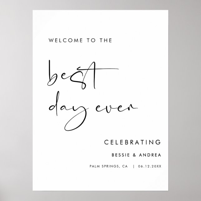Best Day Ever Wedding Welcome Sign Poster (Devant)