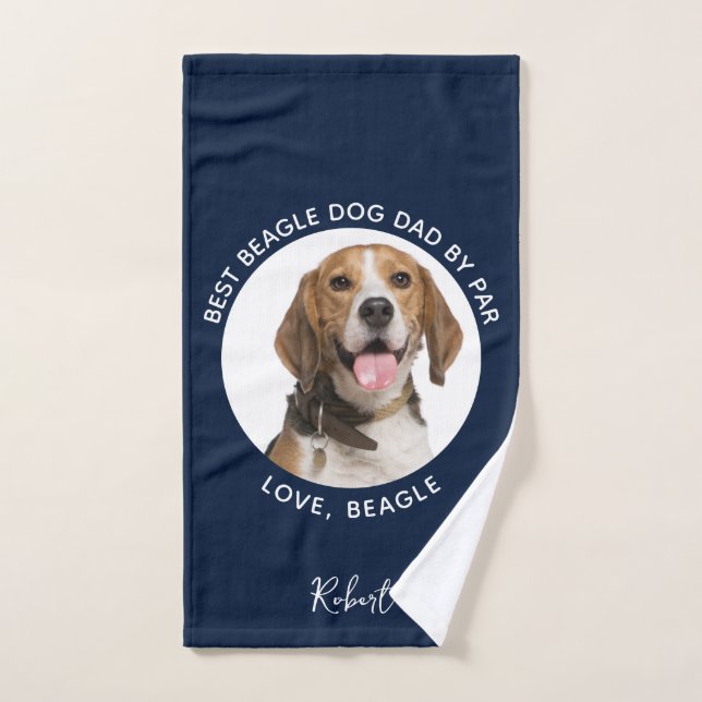 Best Dog Dad par Far Pet Beagle Photo Custom (Serviette à main)