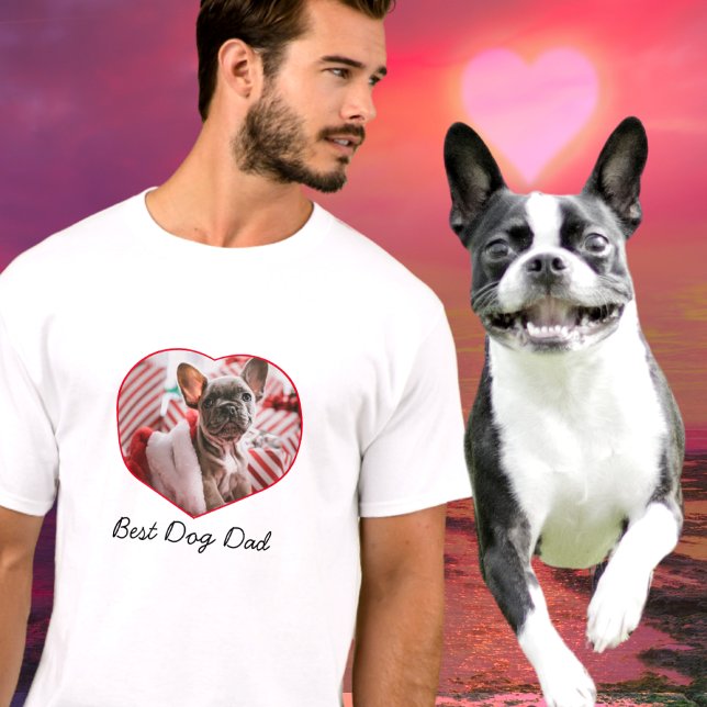 Best Dog Papa, coeur photo personnalisé. T-shirts (Créateur téléchargé)