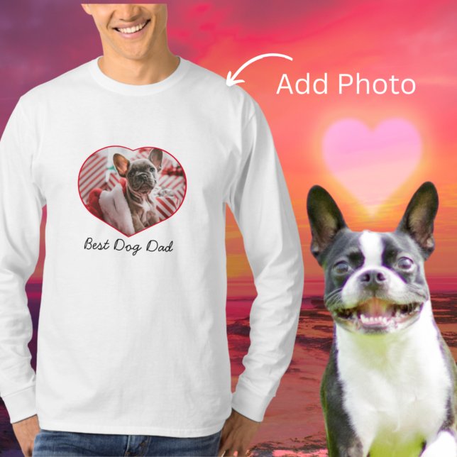 Best Dog Papa, coeur photo personnalisé. T-shirts (Créateur téléchargé)