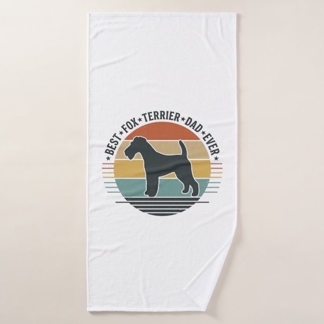 Best Fox Terrier Dad Ever Vintage Dog Shirt_1 (Serviette de bain)