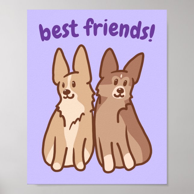 "Best Friends" Corgi Friendship Poster (Devant)