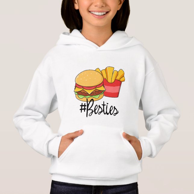 Best Friends Kids Hoodie Hamburger Fries Besties (Devant)