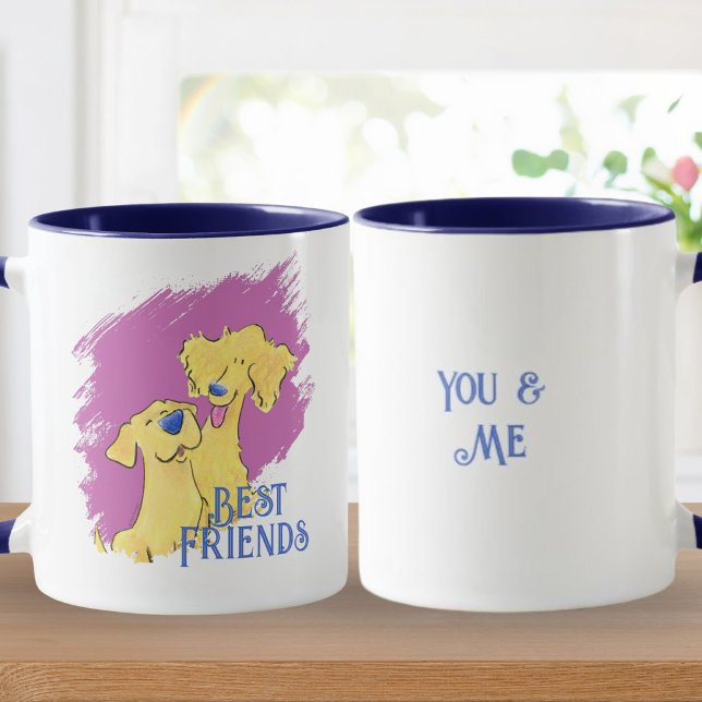Best Friends Personalized Cute Dog Art Custom Mug (Créateur téléchargé)