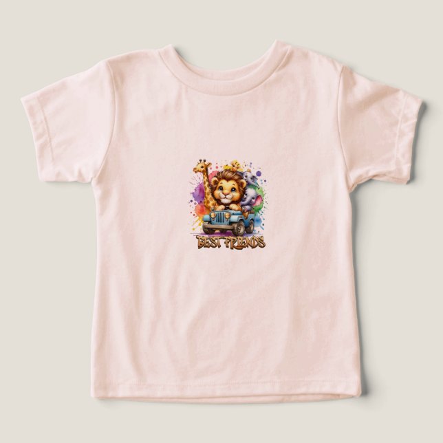 Best Friends Safari Baby T-Shirt - adorable animal (Design Recto)