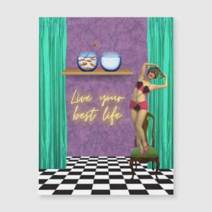 Best Life Funky Vintage Kitsch carte magnétique