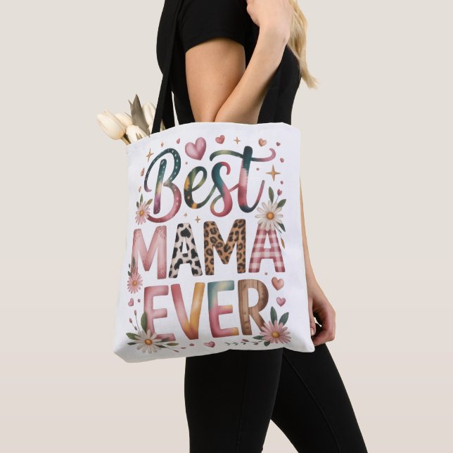 Best Mama Ever Boho Floral Tote Bag (De près)
