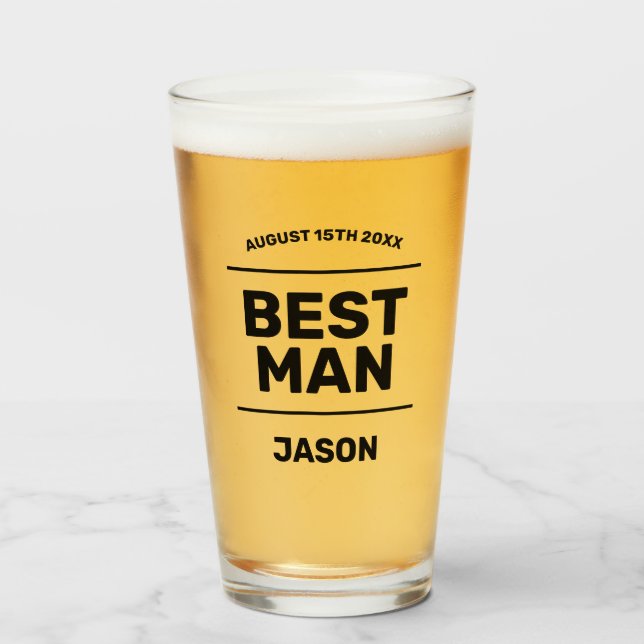 Best Man en verre de bière cadeau du marié au mari (Devant (rempli))