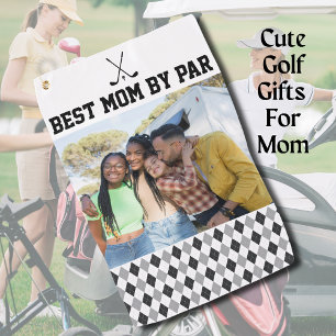 Best Mom By Par Photo Serviette de golf noir et bl