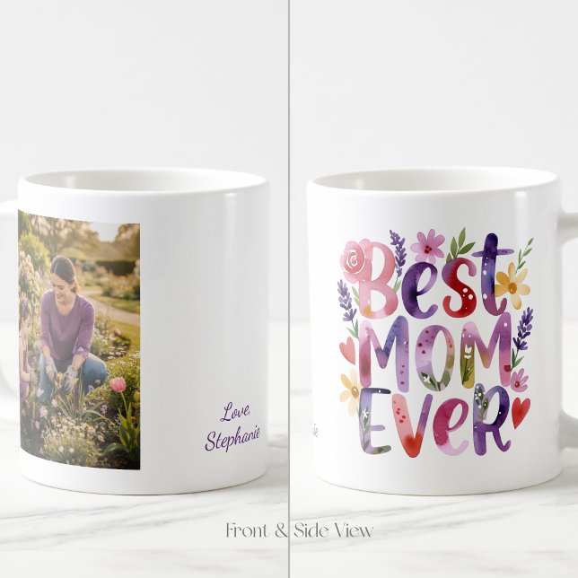 Best Mom Ever Colorful Flowers Mug (Créateur téléchargé)