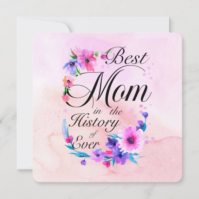 Best Mom Ever, Floral Pink Purple Greetings (Devant)