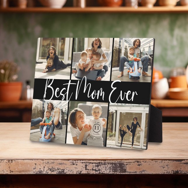 "Best Mom Ever' Keepsaké 6 Photo Collage Plaque (Créateur téléchargé)