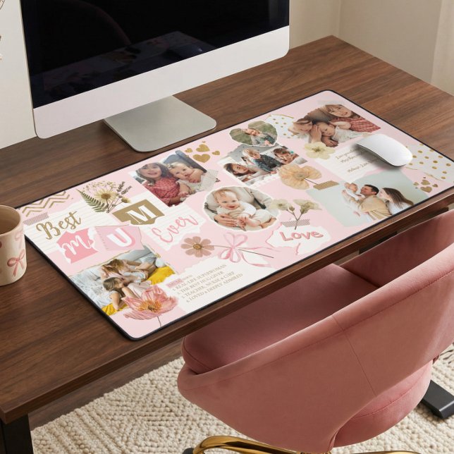 Best Mum Ever Personalized Scrapbook Photo Collage (Best Mum Ever Personalized Scrapbook Photo Collage Desk Mat)