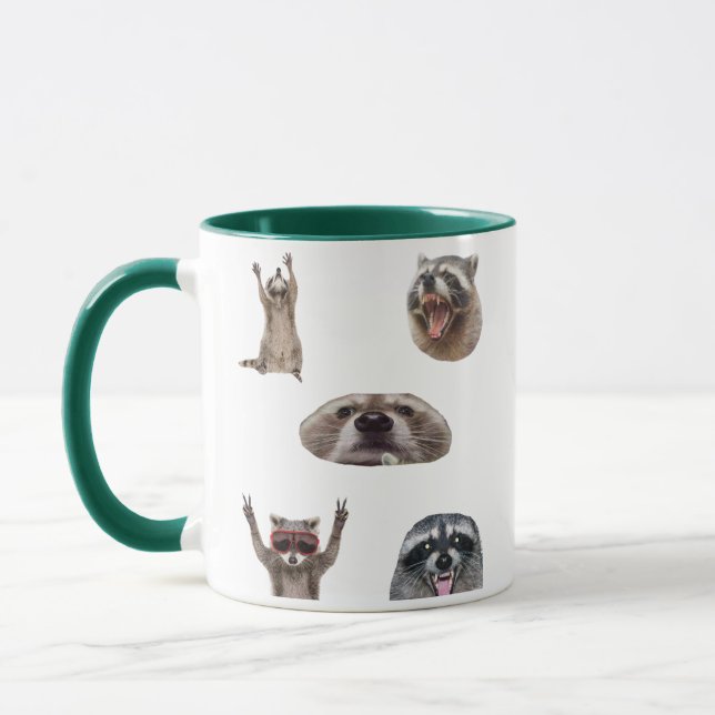 Best Raccoon Meme Compilation Funny Meme Set Mug (Gauche)