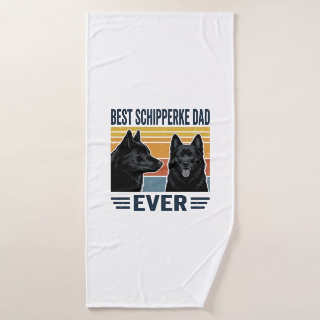 Best Schipperke Dad Ever Retro Dog Vector Design_1 (Serviette de bain)