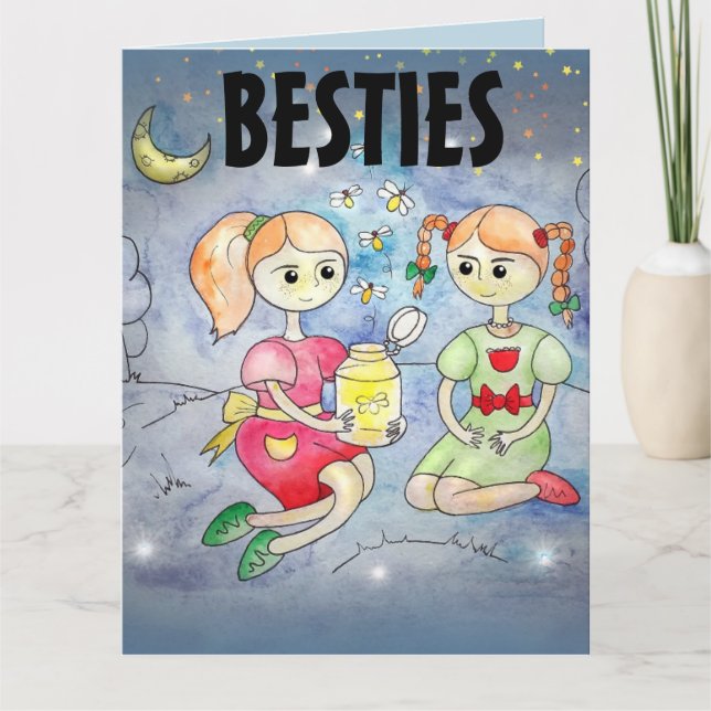 BESTIES ÉCLAIRAGE BOGUES FIREFLIES CARTES D'ANNIVE (Devant)