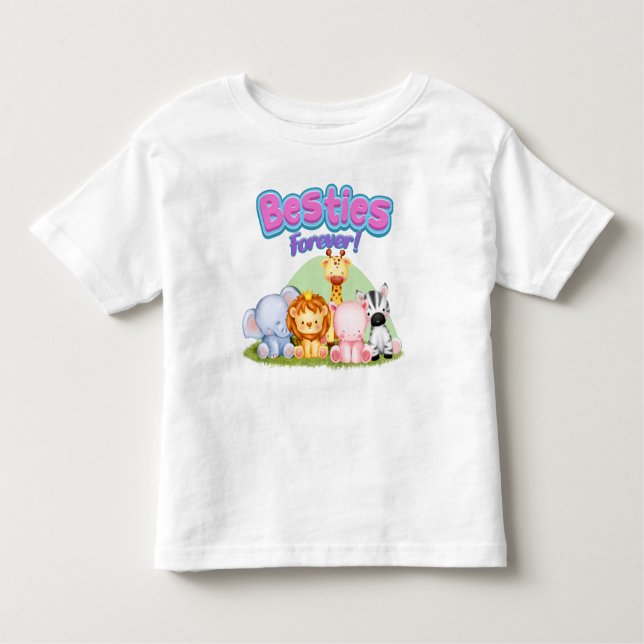 Besties Forever T-Shirt : de mignons animaux Safar (Devant)