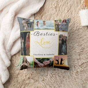 Besties Love   Coussin personnalisé de 8 photos