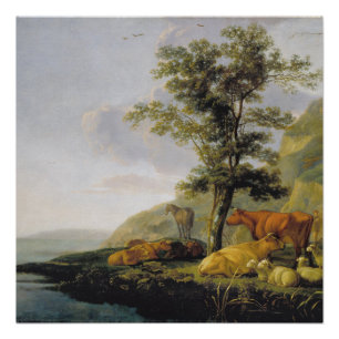 Bétail près d'une rivière Aelbert Cuyp Affiche