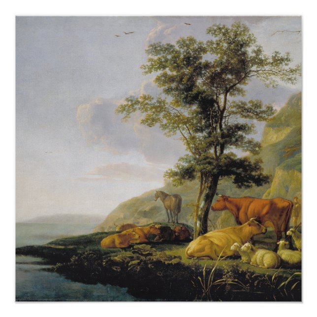 Bétail près d'une rivière  Aelbert Cuyp  Affiche (Devant)