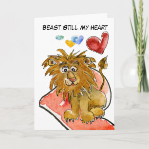 Bête toujours ma carte de coeurs de lion de coeur