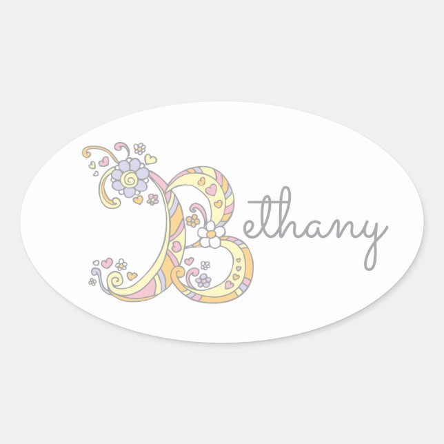 Bethany ou votre nom commençant par B étiquette (Devant)