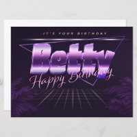 Betty Name Prénom lila retro Carte Anniversaire