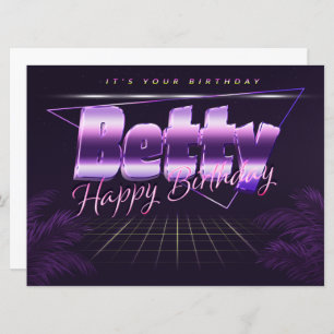 Betty Name Prénom lila retro Carte Anniversaire
