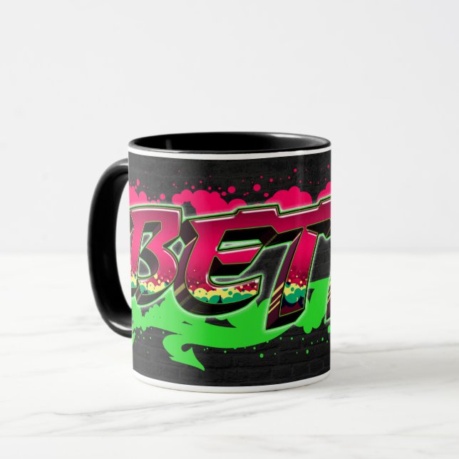 Betty Prénom Graffiti red Green Tasse (Devant gauche)
