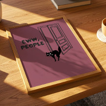 Beurk, les gens - Affiche de chat introverti