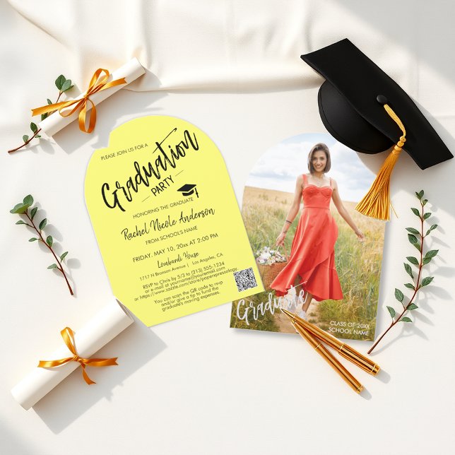 Beurre Arche Jaune Photo Invitation Grad (Créateur téléchargé)