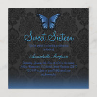 Beurre bleu & Damas Sweet16 Invitation
