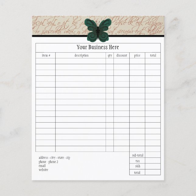 Beurre brûlé - Petit formulaire de commande (Devant)