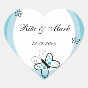 Beurre Coeur Mariage Faveur Sticker : Bleu