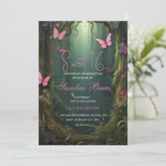 Beurre de forêt enchantée Sweet 16 Invitations