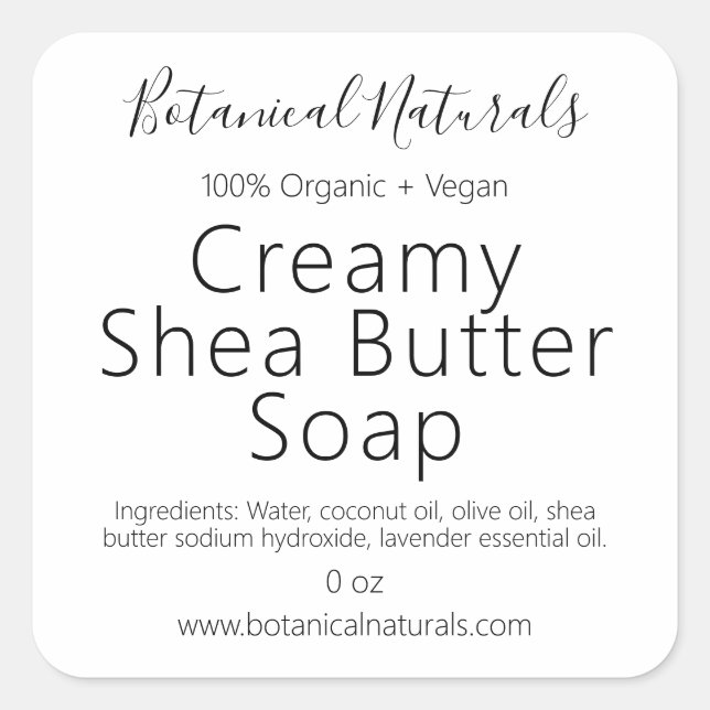 Beurre de karité bio savon fait maison Étiquettes  (Devant)