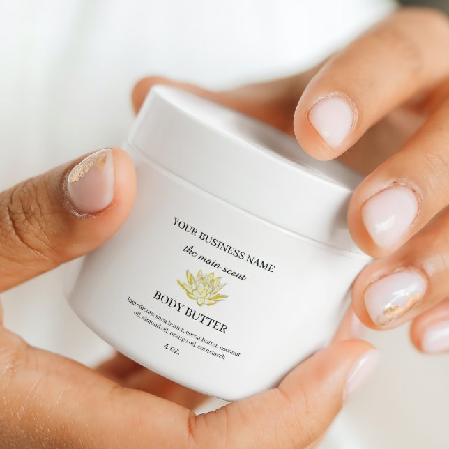 Beurre de lotus jaune étiquette cosmétique (Yellow lotus body butter cosmetics sticker label)