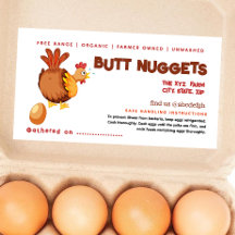 Beurre de poulet amusant Nuggets Étiquette de cart